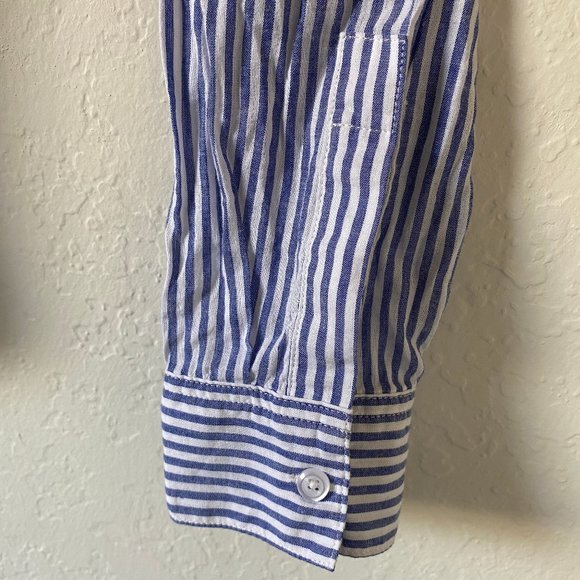 Rails Womens Blouse Size XS Frances Banker Stripe Floral Patch Button Down Shirt - Picture 6 of 11